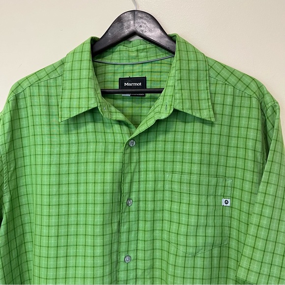 Marmot Men’s Casual Outdoors Green Plaid Shirt - Picture 2 of 13